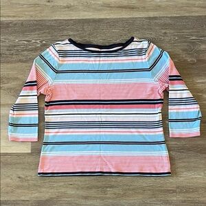 Talbots Women’s 3/4 Sleeve Striped T-Shirt Size L